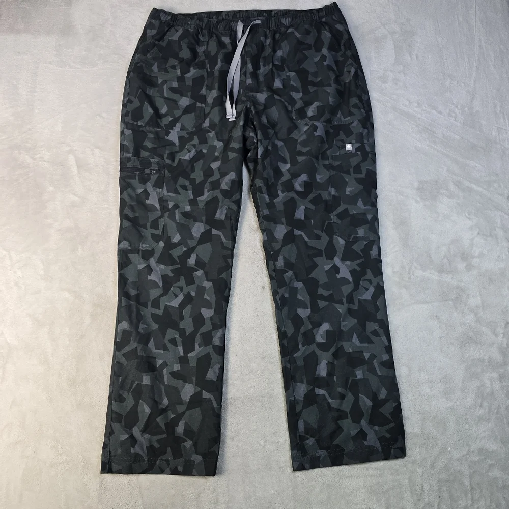 Womens FIGS Yola FREEx Lined Skinny Scrub Pants Bonsai Camo sz Lg - Picture 1 of 12